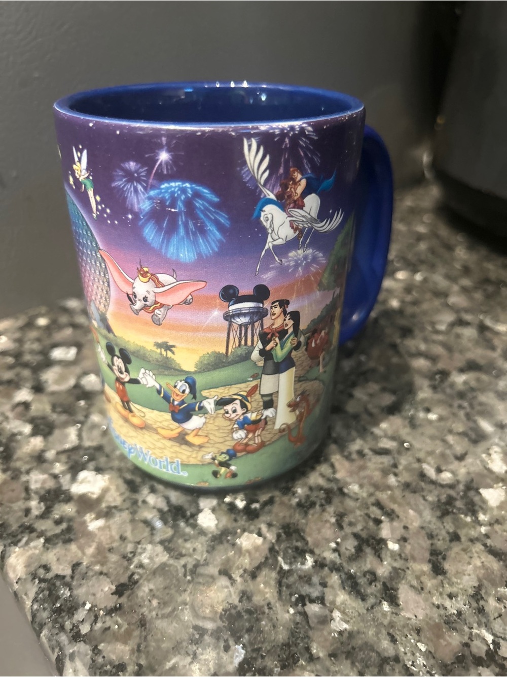 Disney Multicolor Character Montage Blue Interior Mug